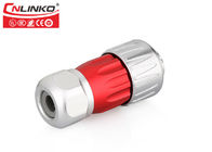 Red Metal 4 Pin Waterproof Panel Connector Power Female Plug Male Socket M20