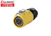 Yellow 4 Pin  IP67  Sealed Circular Waterproof Plug Connector , 500V Plastic Plug Electrical Connectors