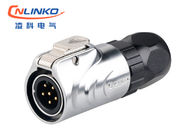 CNLINKO m12 6 pin waterproof male female push pull electrical plugs gold welding connector