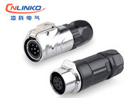 CNLINKO m12 6 pin waterproof male female push pull electrical plugs gold welding connector