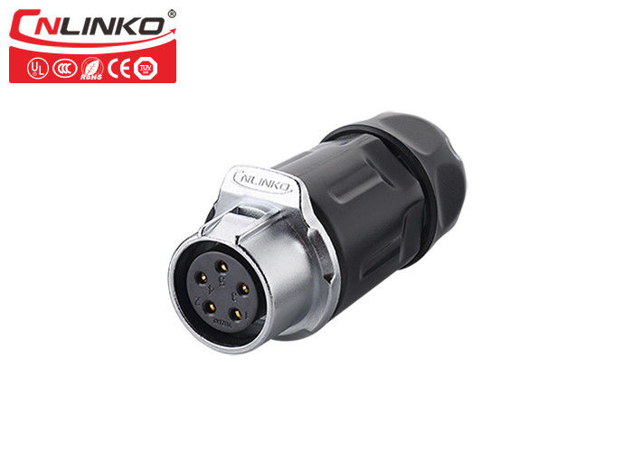 Black Male Female Connector CNLINKO LP20 5 Pin Waterproof IP67 12A 500V Power